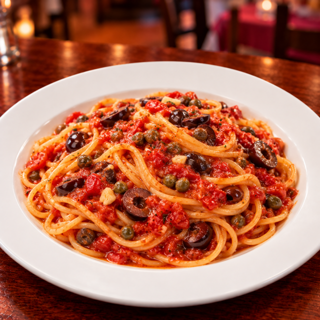 Spaghetti puttanesca.