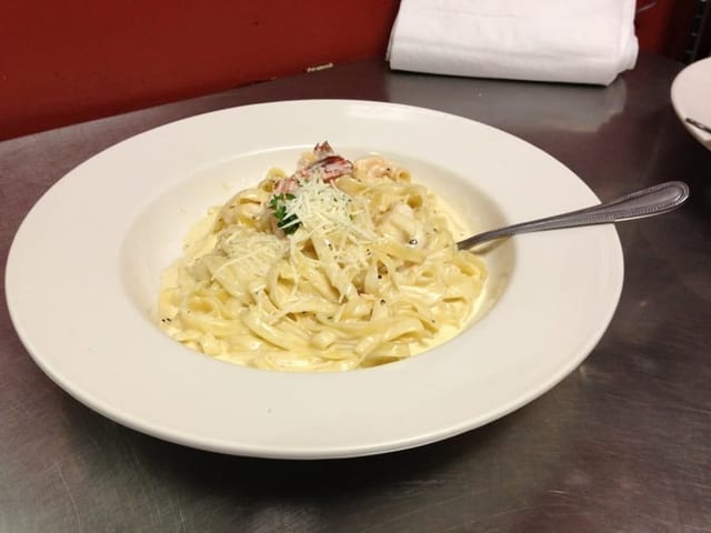 Chicken fettuccine Alfredo.